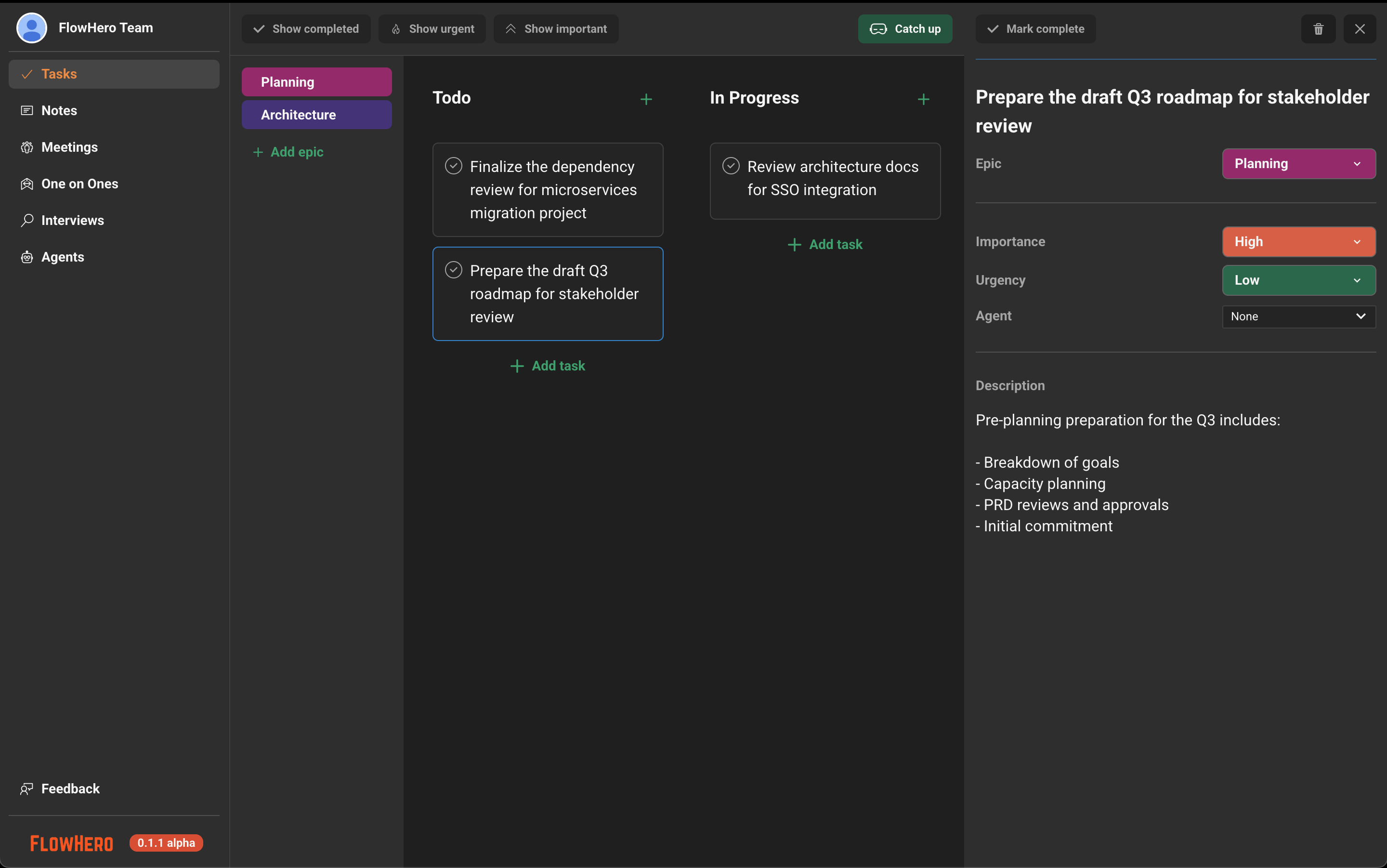 FlowHero Tasks — kanban board for engineering leaders